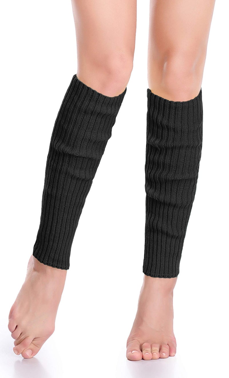 *daisysboutique* Retro Women 80s Adult Ribbed Knitted Leg Warmers Crochet Long Boot Socks for Party Dance Sports Yoga (Black, One Size) - Image 3